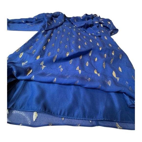 Lilly Pulitzer Shalynn Silk Caftan 
Navy Gold semi-sheer scarf sleeves Size 2 - Picture 8 of 14